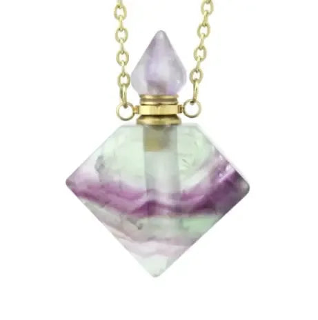 Natural Crystal Diamond Perfume Bottle Aromatherapy Bottle Necklace Pendant - CRYSTALOIL