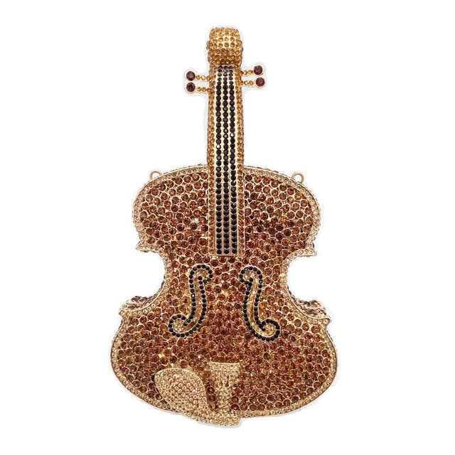 Amazing Luxury Violin Crystal Evening Bags Party Handbag, Amazing Crystal-Studded Luxury Violin Evening Bag - CRYSTALOIL
