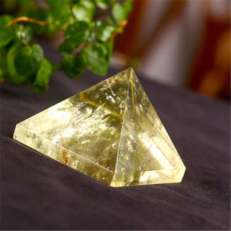 Natural Citrine Pyramid , crafted to harness the uplifting properties of this golden gemstone. This pyramid serves as a powerful symbol of positivity and abundance, - CRYSTALOIL