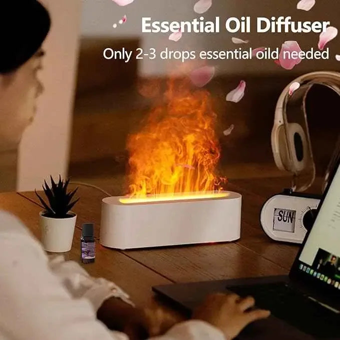 Flame Essential Oil Diffusers, Upgrade 7 Colour Lights Aromatherapy Diffuser, Oil Diffuser, Air Humidifier, Aroma Diffusers For Home, Bedroom, Office, Yoga, Timer &amp; Waterless Auto Off 150ml - CRYSTALOIL