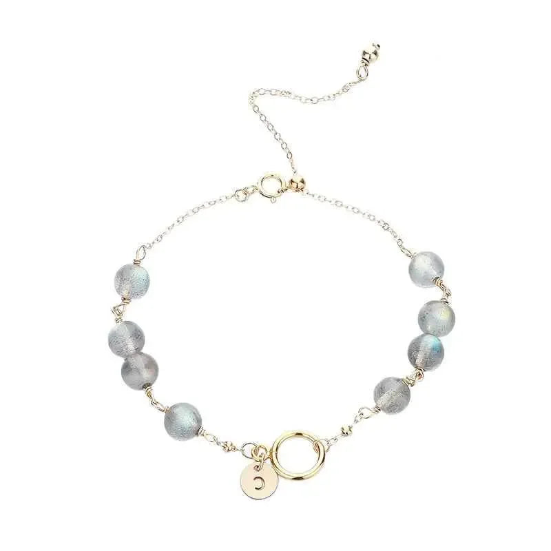 Strawberry Gold Aquamarine Bracelet - Elegant Handmade Jewelry for Women - CRYSTALOIL
