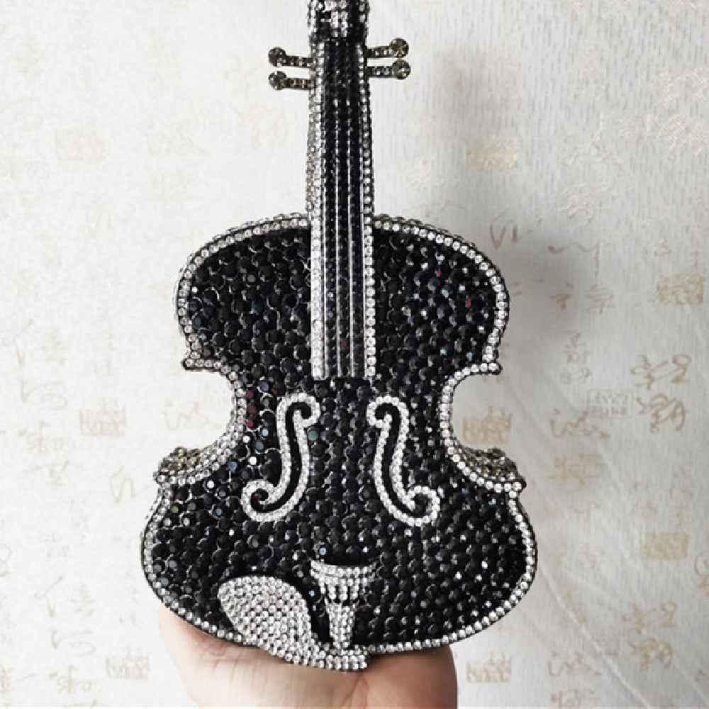 Amazing Luxury Violin Crystal Evening Bags Party Handbag, Amazing Crystal-Studded Luxury Violin Evening Bag - CRYSTALOIL