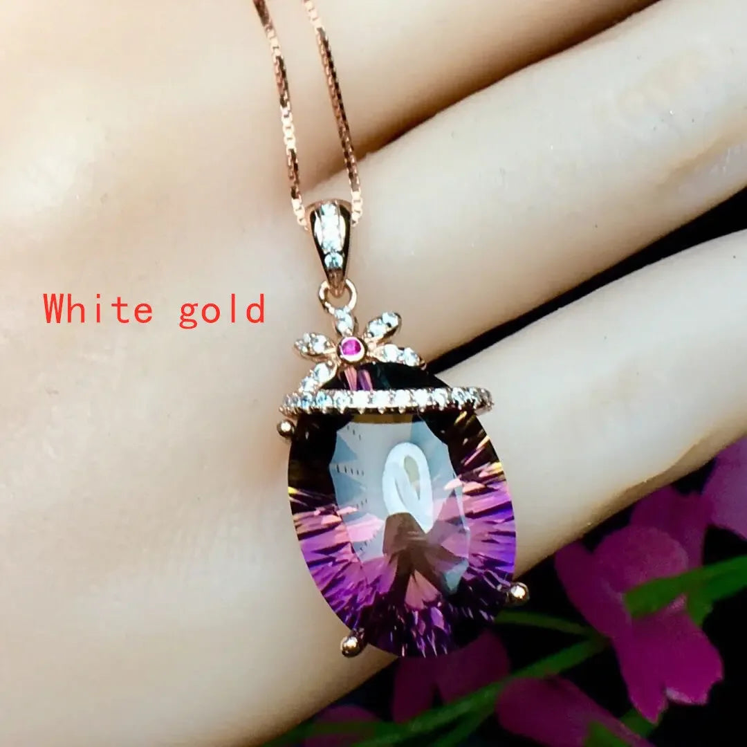 Amethyst Pendant Crystal S925 Silver Necklace, Elegant and versatile - CRYSTALOIL