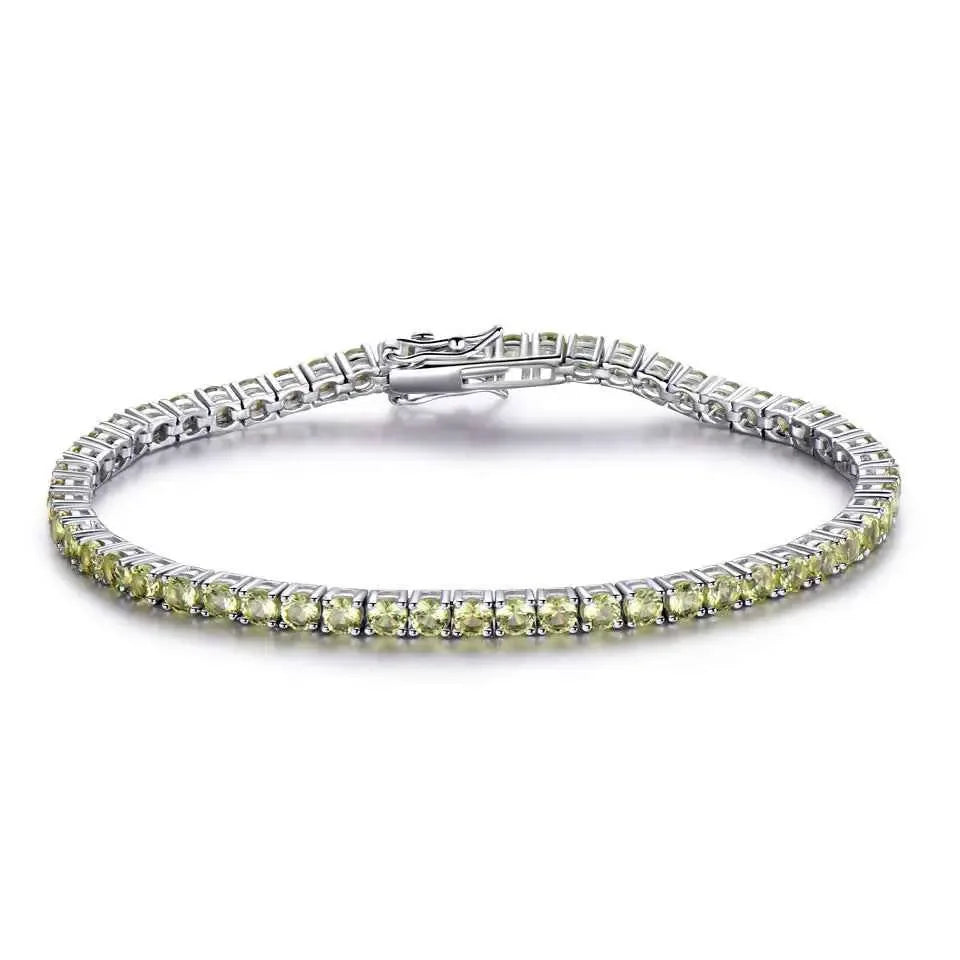 Sterling Silver Full Of CRYSTALS Luxury Peridot Bracelet , A Sterling Silver Luxury Peridot Bracelet, adorned with dazzling diamonds, radiating opulence and sophistication with its exquisite blend of shimmering gemstones. - CRYSTALOIL