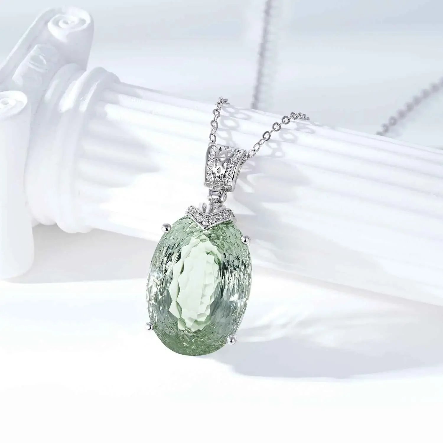 Fashionable, Light And Luxurious Natural Gem Necklace Pendant, Advanced S925 Sterling Silver - CRYSTALOIL