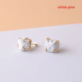 Gold-plated Four-claw Stone Rough Stone Stud Earrings For Women - CRYSTALOIL