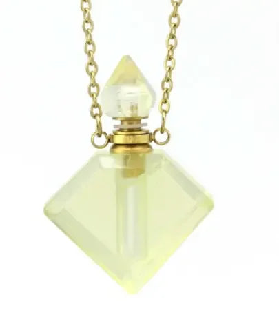 Natural Crystal Diamond Perfume Bottle Aromatherapy Bottle Necklace Pendant - CRYSTALOIL