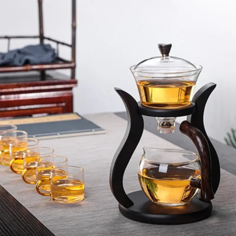 Kung Fu Tea Cup Simple Magnetic Tea Brewing Maker Glass Tea Set - CRYSTALOIL