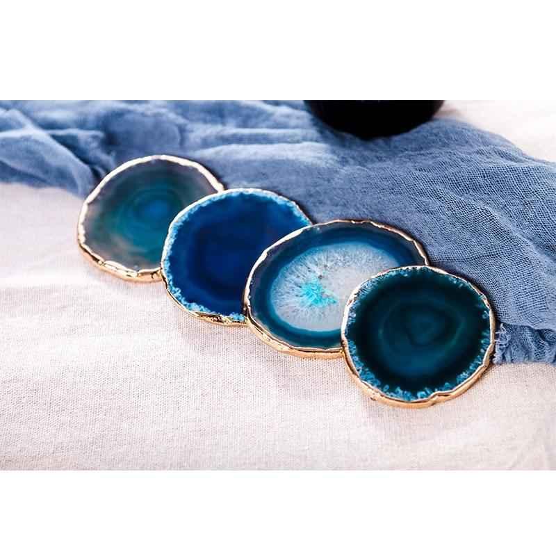 Set of Natural rough stone agate piece coaster, showcasing the raw beauty of agate. - CRYSTALOIL