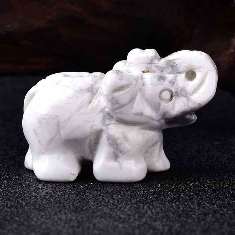 Crystal Elephant Ornament - Handcrafted Carved Elephant Figurine - CRYSTALOIL