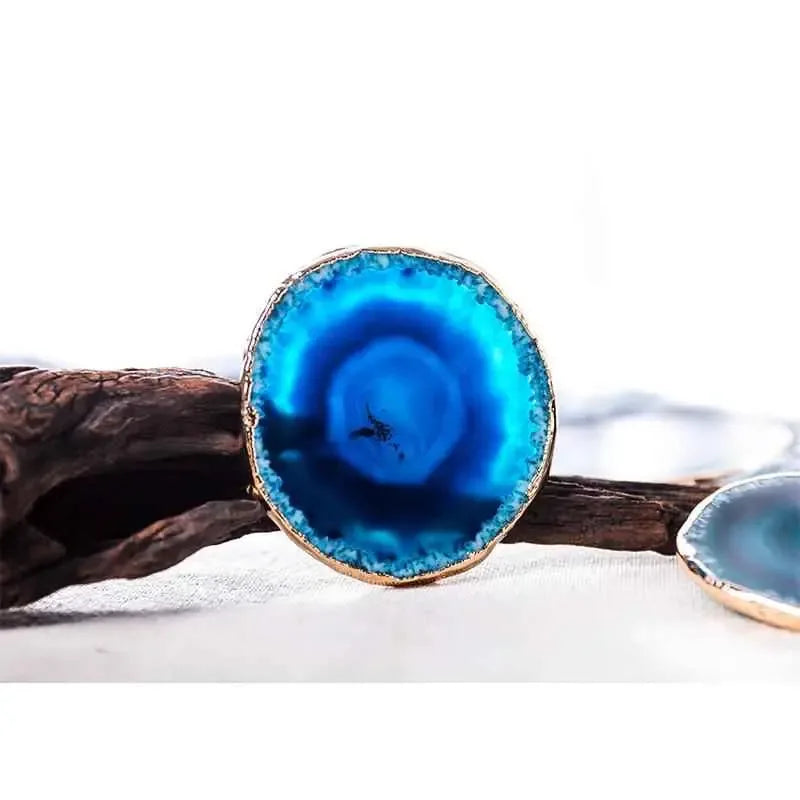 Set of Natural rough stone agate piece coaster, showcasing the raw beauty of agate. - CRYSTALOIL