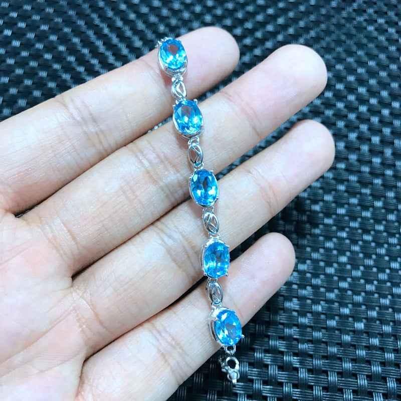Natural Topaz Bracelet - Luxury 925 Sterling Silver Jewelry - CRYSTALOIL