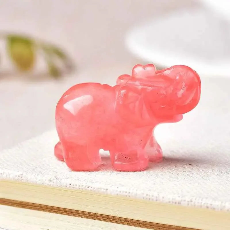 Crystal Elephant Ornament - Handcrafted Carved Elephant Figurine - CRYSTALOIL