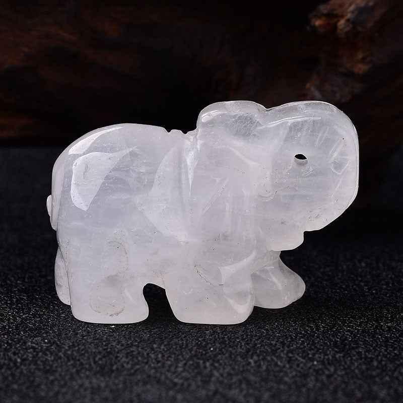 Crystal Elephant Ornament - Handcrafted Carved Elephant Figurine - CRYSTALOIL