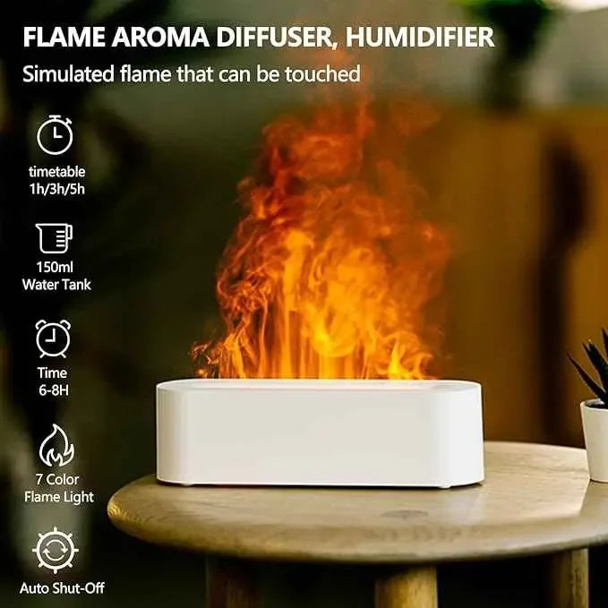 Flame Essential Oil Diffusers, Upgrade 7 Colour Lights Aromatherapy Diffuser, Oil Diffuser, Air Humidifier, Aroma Diffusers For Home, Bedroom, Office, Yoga, Timer &amp; Waterless Auto Off 150ml - CRYSTALOIL