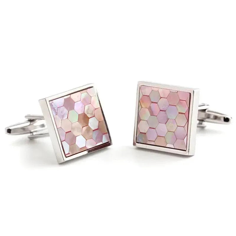 Pink Shells and Shells Men and Women French Shirt Cufflinks Cuff Nails - CRYSTALOIL