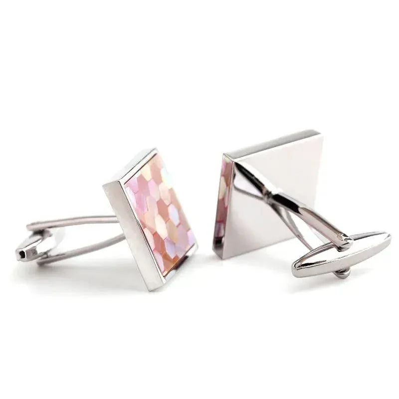 Pink Shells and Shells Men and Women French Shirt Cufflinks Cuff Nails - CRYSTALOIL