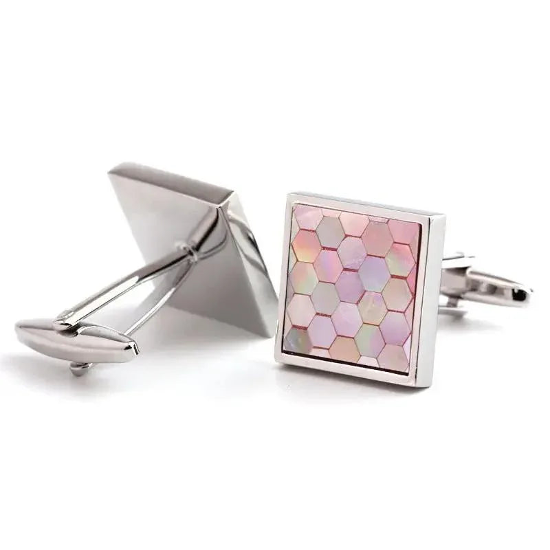 Pink Shells and Shells Men and Women French Shirt Cufflinks Cuff Nails - CRYSTALOIL