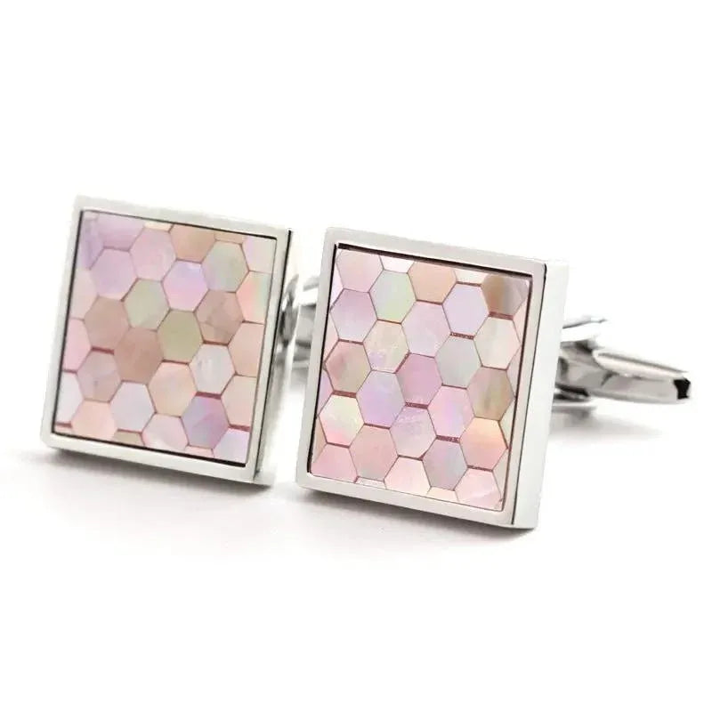 Pink Shells and Shells Men and Women French Shirt Cufflinks Cuff Nails - CRYSTALOIL