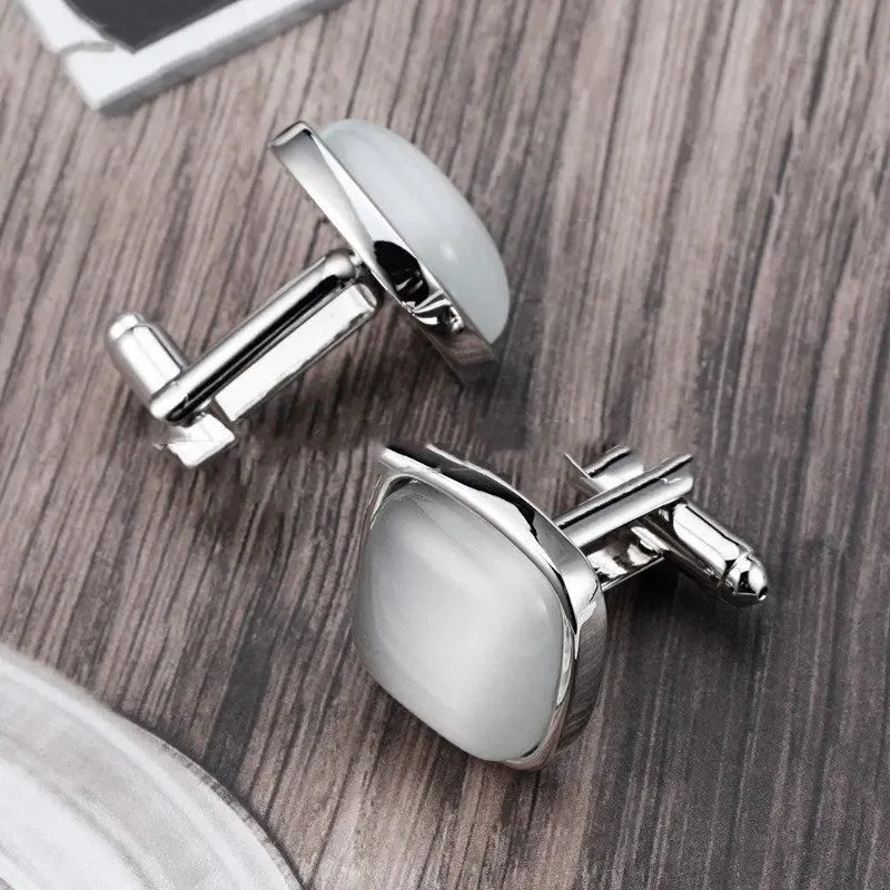 High-end Opal Gentleman Business French Cufflinks - CRYSTALOIL