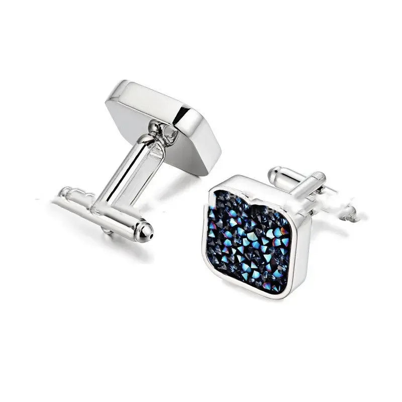 Light Luxury Light Blue Ore Blue Crystal Cufflinks, - CRYSTALOIL