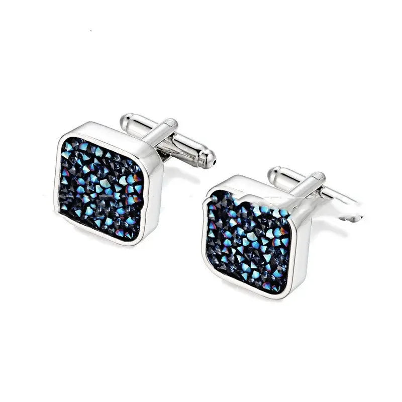 Light Luxury Light Blue Ore Blue Crystal Cufflinks, - CRYSTALOIL