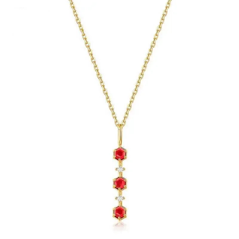 Natural Mozambique Garnet Pendant in Gold-Plated Setting - CRYSTALOIL