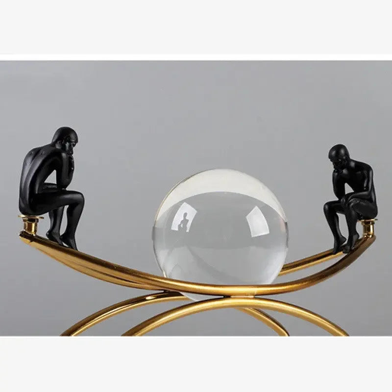European Modern Light Luxury Crystal Ball Thinker Metal Crafts - CRYSTALOIL