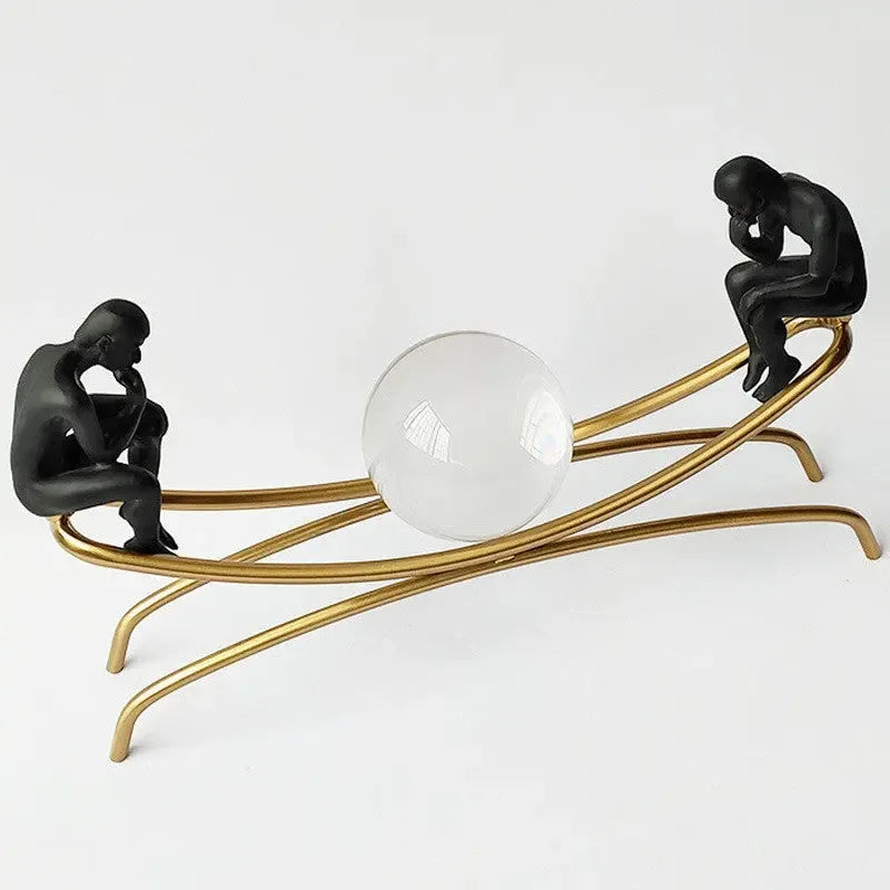 European Modern Light Luxury Crystal Ball Thinker Metal Crafts - CRYSTALOIL
