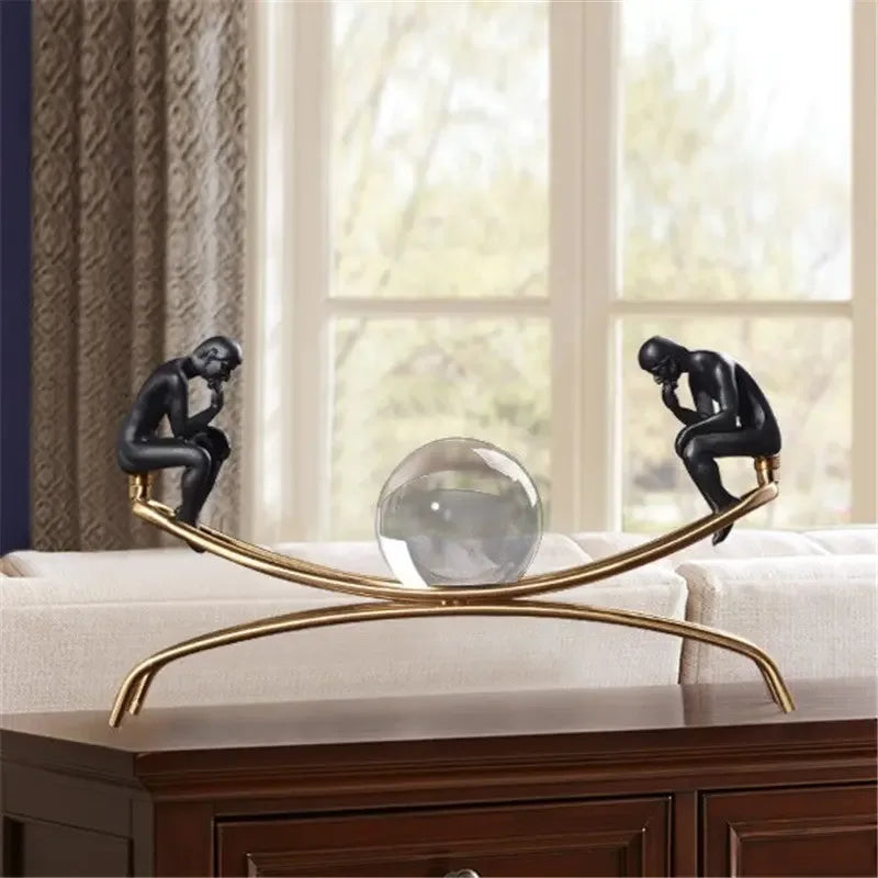 European Modern Light Luxury Crystal Ball Thinker Metal Crafts - CRYSTALOIL