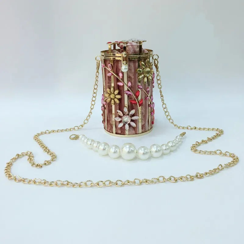 Crystal Flowers Evening Bag Women Luxury Designer Metallic Bags - CRYSTALOIL