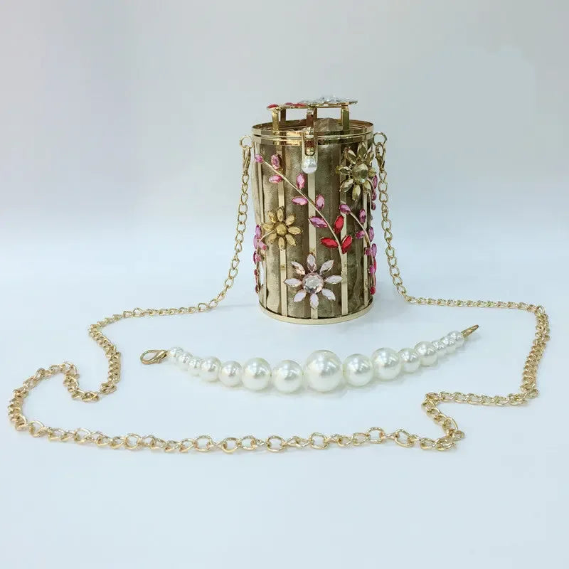Crystal Flowers Evening Bag Women Luxury Designer Metallic Bags - CRYSTALOIL