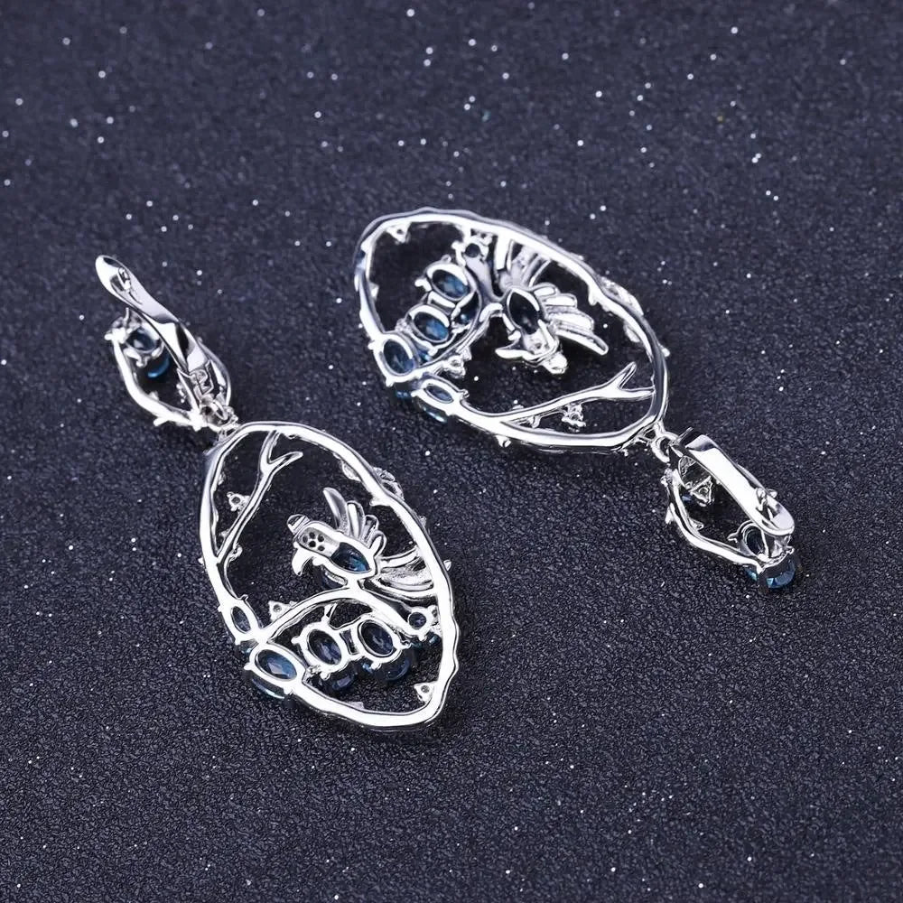 Designer Jewelry Natural Blue Topaz Earrings 925 Sterling Silver Handmade Earrings - CRYSTALOIL