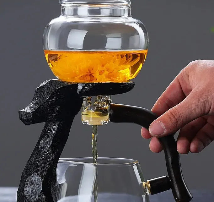 Kung Fu Tea Cup Simple Magnetic Tea Brewing Maker Glass Tea Set - CRYSTALOIL