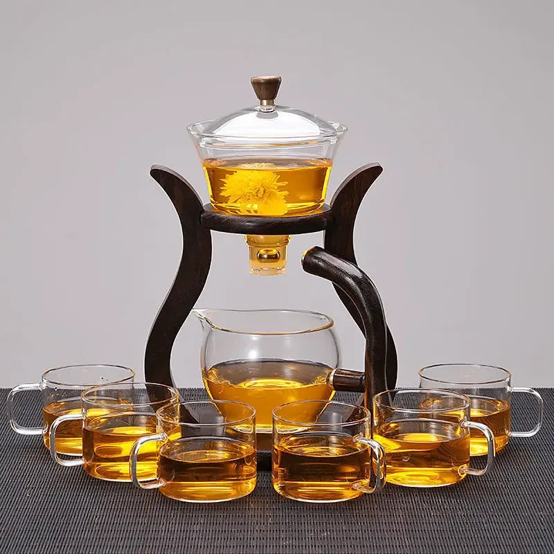 Kung Fu Tea Cup Simple Magnetic Tea Brewing Maker Glass Tea Set - CRYSTALOIL