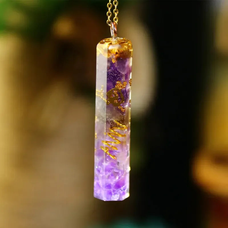 AURA REIKI Orgonite Energy Pendant Transfer Natural Crystal Sweater Chain Men And Women Necklace - CRYSTALOIL