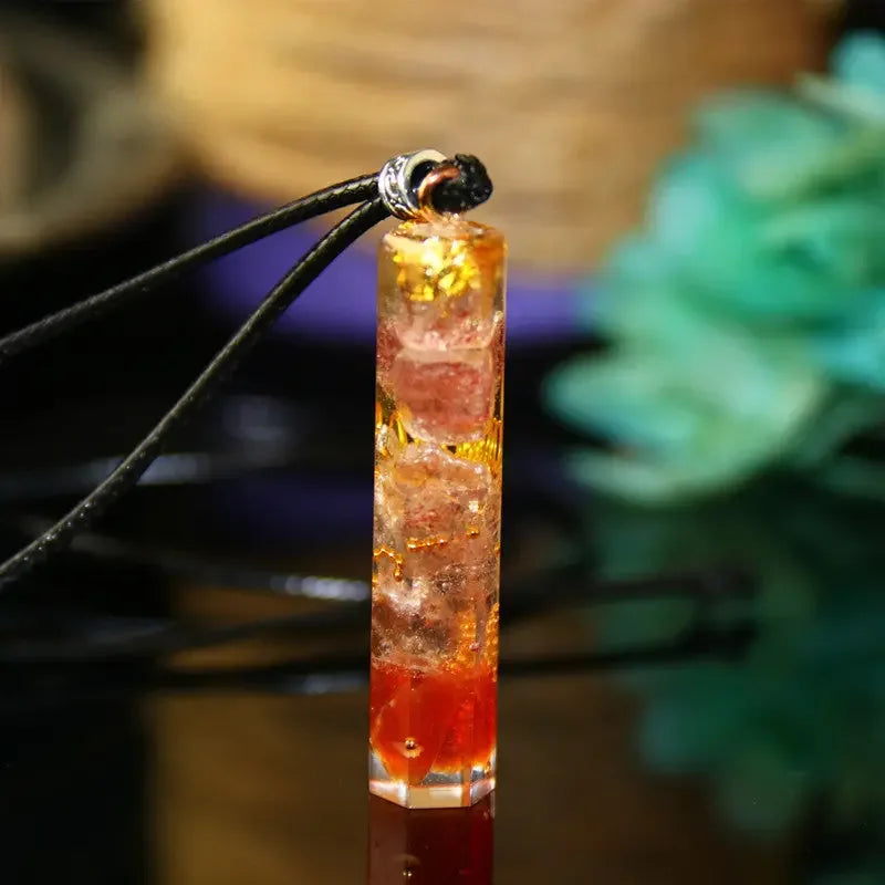 AURA REIKI Orgonite Energy Pendant Transfer Natural Crystal Sweater Chain Men And Women Necklace - CRYSTALOIL