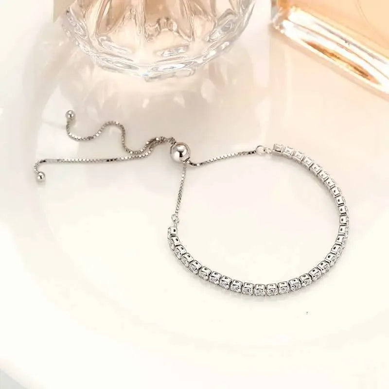 Sterling Silver Full Diamond Crystal Bracelet - CRYSTALOIL