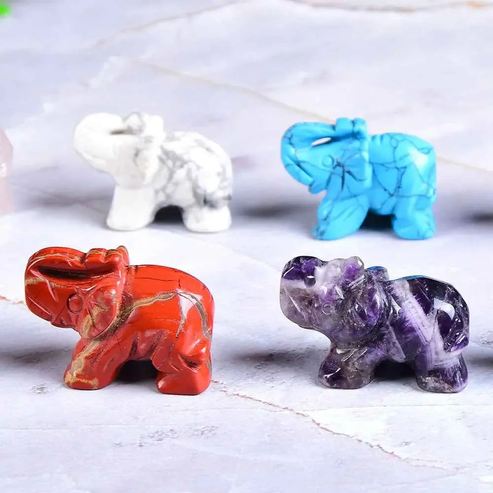 Crystal Elephant Ornament - Handcrafted Carved Elephant Figurine - CRYSTALOIL