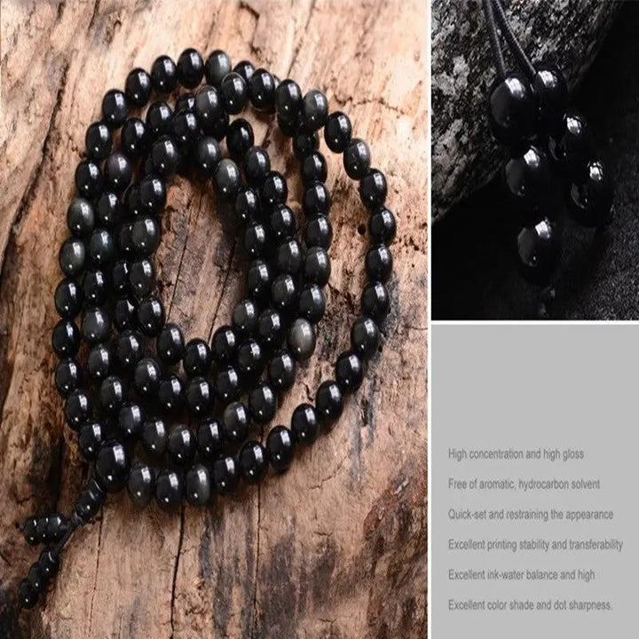 Natural crystal Obsidian rainbow Eye Beads Bracelet - CRYSTALOIL