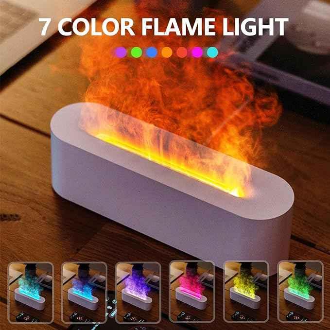 Flame Essential Oil Diffusers, Upgrade 7 Colour Lights Aromatherapy Diffuser, Oil Diffuser, Air Humidifier, Aroma Diffusers For Home, Bedroom, Office, Yoga, Timer &amp; Waterless Auto Off 150ml - CRYSTALOIL