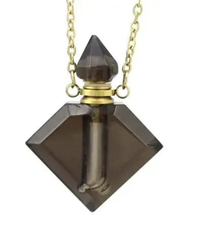 Natural Crystal Diamond Perfume Bottle Aromatherapy Bottle Necklace Pendant - CRYSTALOIL