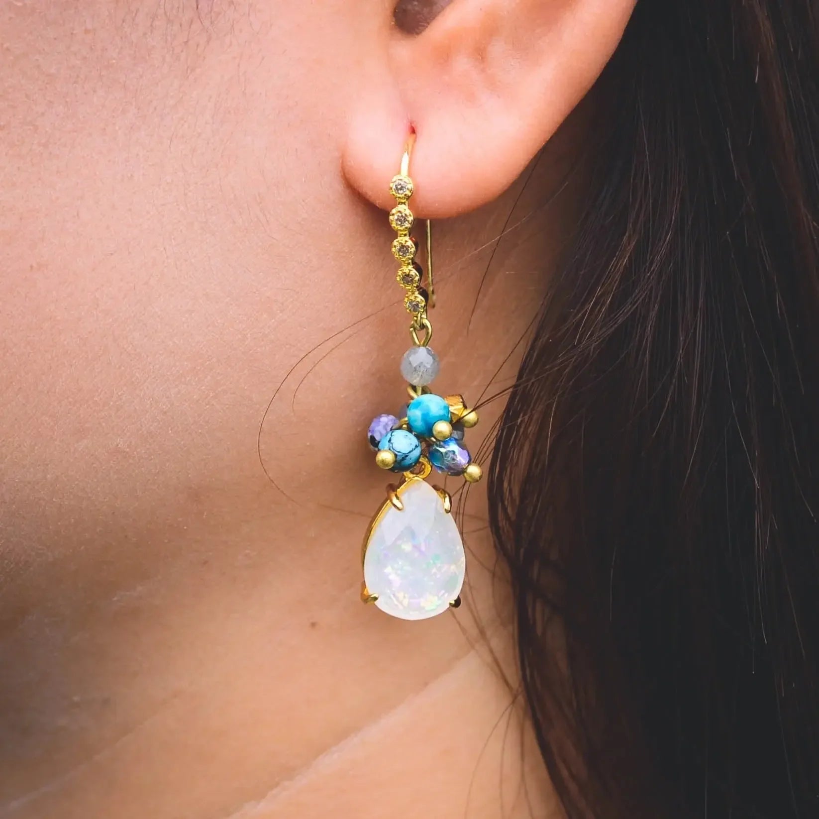 Drop-shaped Opal Earrings Fashion Natural Stone - CRYSTALOIL