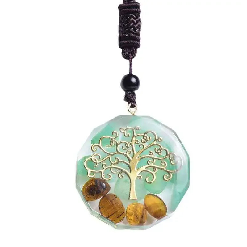 Ogan Energy Tree Of Life Pendant Natural Tiger Eye Stone - CRYSTALOIL