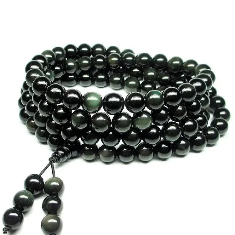 Natural crystal Obsidian rainbow Eye Beads Bracelet - CRYSTALOIL