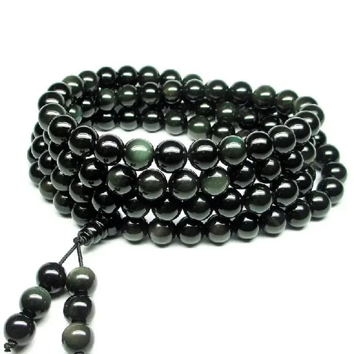 Natural crystal Obsidian rainbow Eye Beads Bracelet - CRYSTALOIL