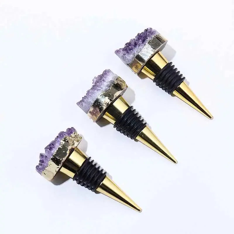 Natural Amethyst Crystal Wine Stopper - Elegant Wine Accessory for Gifts and Home Decor - CRYSTALOIL