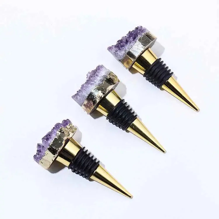 Natural Amethyst Crystal Wine Stopper - Elegant Wine Accessory for Gifts and Home Decor - CRYSTALOIL