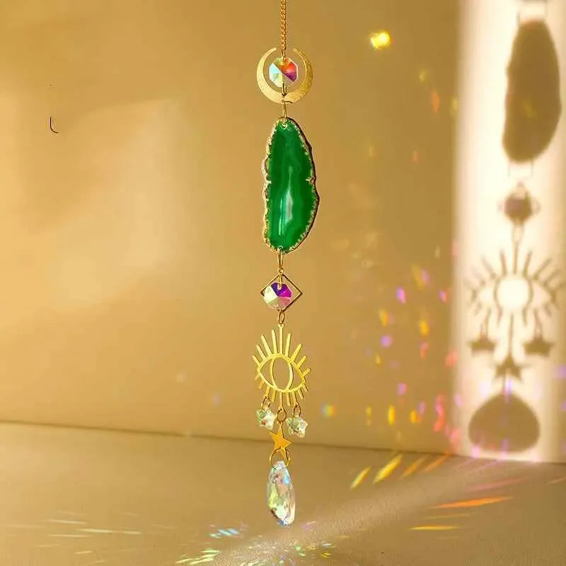 Natural Colorful Agate Slices Sun Catcher Pendant - CRYSTALOIL