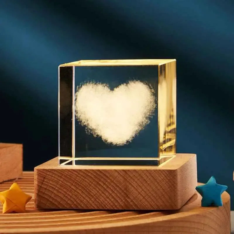 3D Transparent Crystal Cube Desktop Decoration Small Night light - CRYSTALOIL